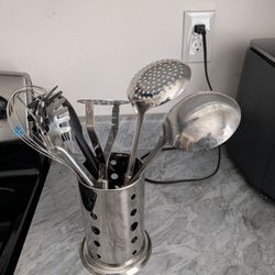 Berglander Cooking Utensil Set 8 Piece, Stainless Steel Kitchen Tool Set with Stand