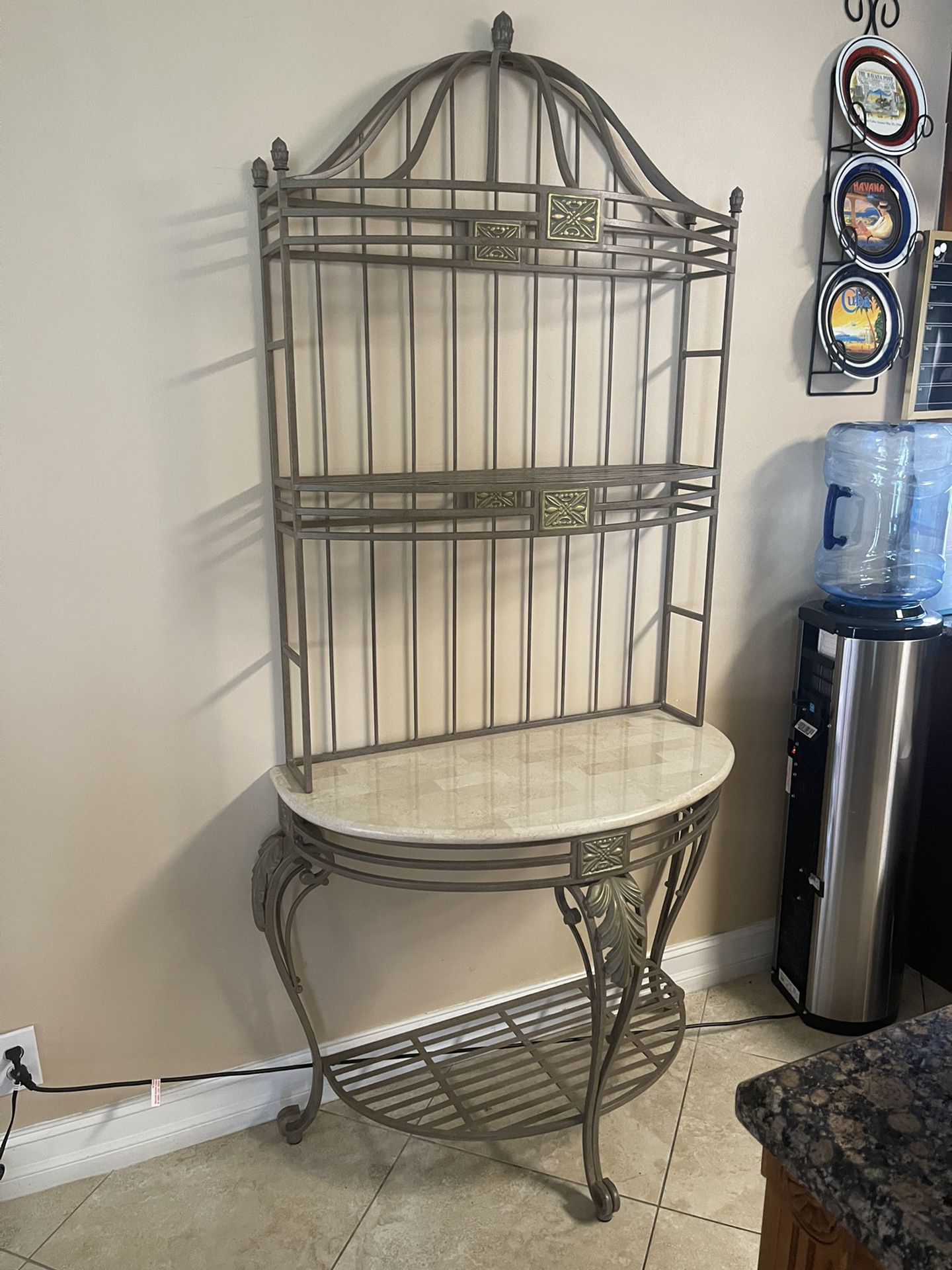 Iron Baker’s Rack with Marble Top