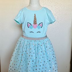 Girls Pastel Blue Tulle Unicorn Dress Size 6