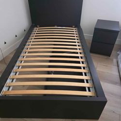 Twin ikea bed with nightstand