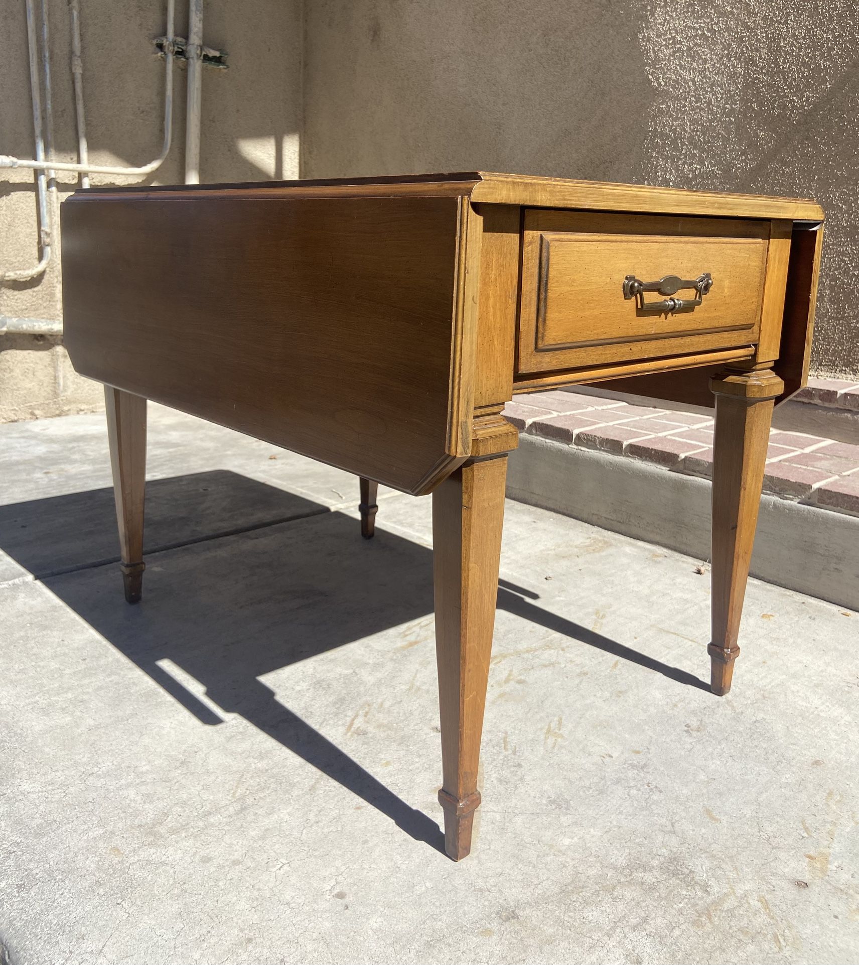 Vintage Solid Maple Drop Leaf Side Or End Table