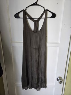 TROUVE Twist Back Mini Slip Dress S Green Sleeveless Scoop Neck High Low Hem