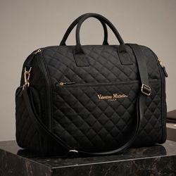 Valentino Michelle Italy Quilted 2-in-1 Garment Duffel Travel Bag – Black