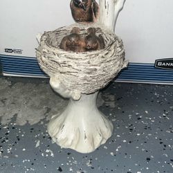 Bird Nest With Baby Birds Garden Decor !!
