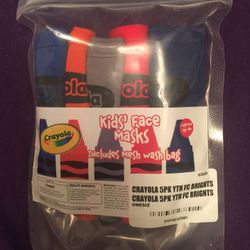 Crayola kids face mask 5 pack w/ laundry bag