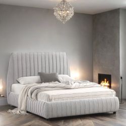 NEW IN BOX Grey King & Queen Size Platform Bed Frame