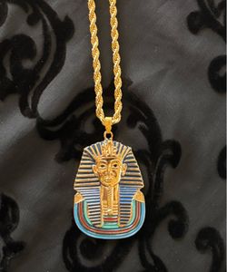 VTG Tutankhamun Pharaoh Mask Gold Plated Royal, Turquoise, Blue & Red Enameled