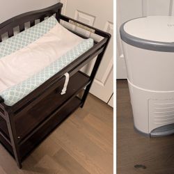 Baby Changing Table And Diaper Trash Can