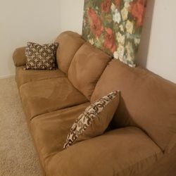 Camel Color Suede Like Sofa..Size 7ft Long..Brand New With Tag On It..very Comfortable!!