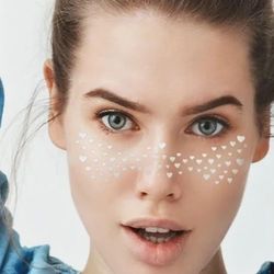 Gold Heart-Shaped Face Stickers