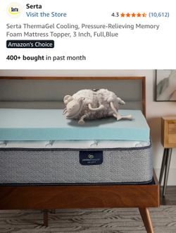 Serta Thermagel Cooling 3” Memory Foam Mattress Topper. Full Size