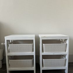 Set of white wooden night stands/end tables