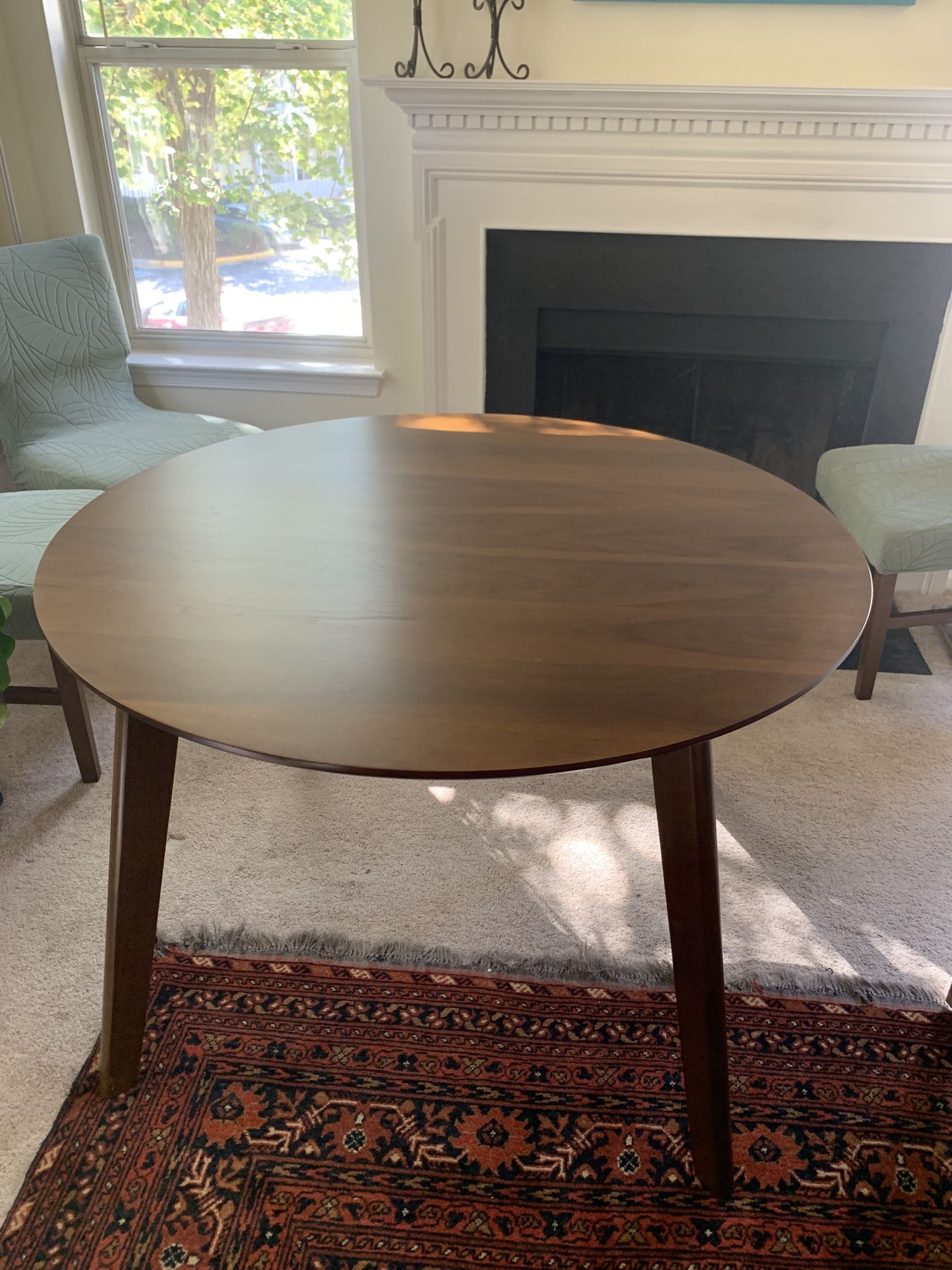 Walnut round Dining Table Only (No Chairs)