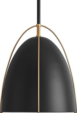 New 10” Black Dome Pendant Light Chandelier Black &Gold E26 Adjustable Height Dimmable