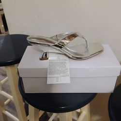 Silver Slide On Heels