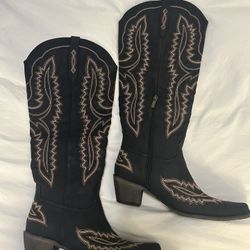 🤠✨ Brand New Western Knee-High Boots – Size 10 – Black w/ Stitching – Hyde Park Tampa