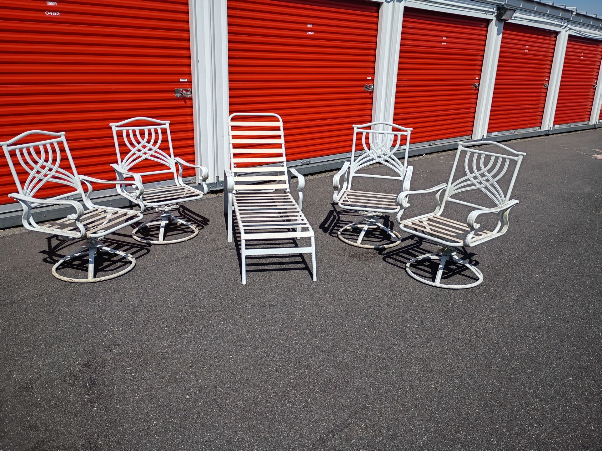 Patio chairs and a lounge chair