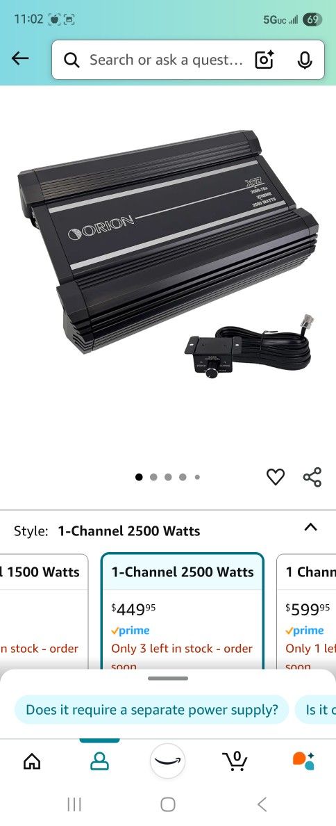 Orion Xtr 2500.1 Class D Amplifier