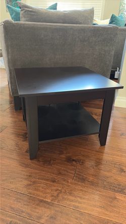 Dark Brown Wood Coffee Table with Shelf
