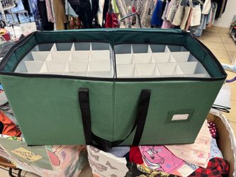 Green Ornament Storage Box with Dividers