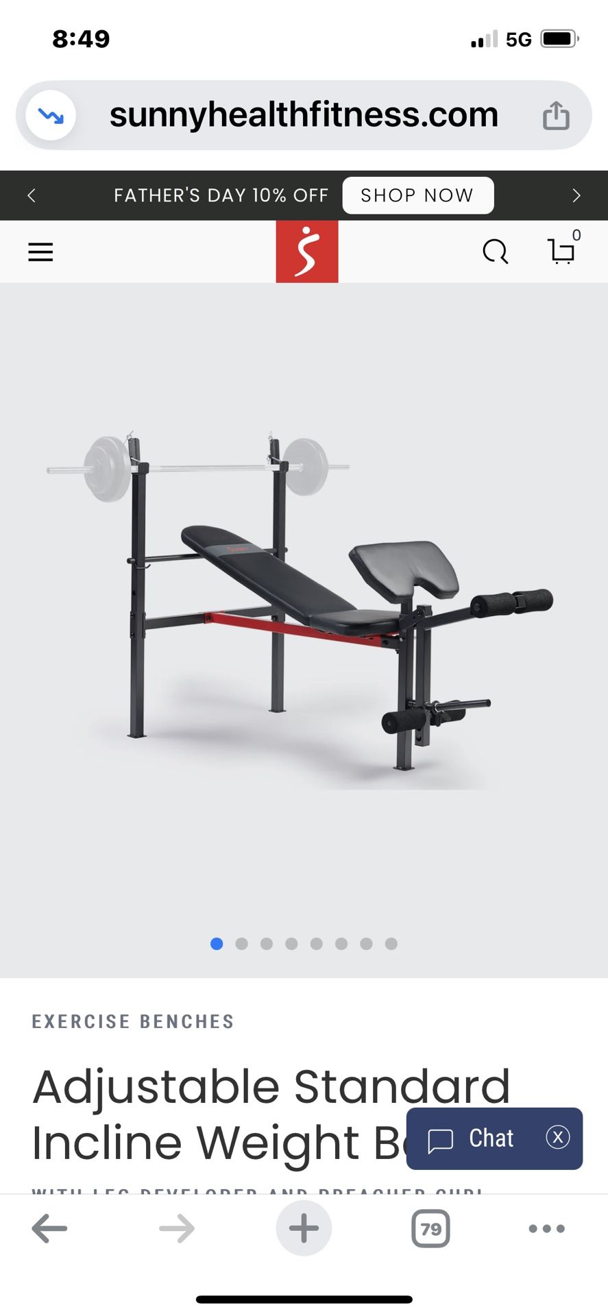 Adjustable Standard Incline Weight Bench New 90$