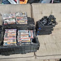 3 PS2 Console 2 Controllers And 67 Games. Most Of Cords Here. Some Missing 
