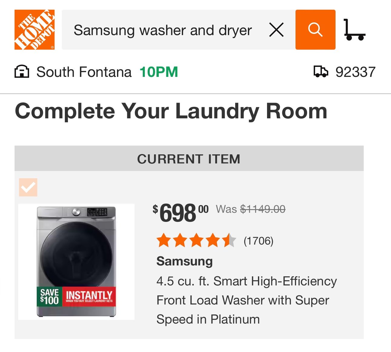 Samsung Washer $80 OBO ( Pick Up ) 