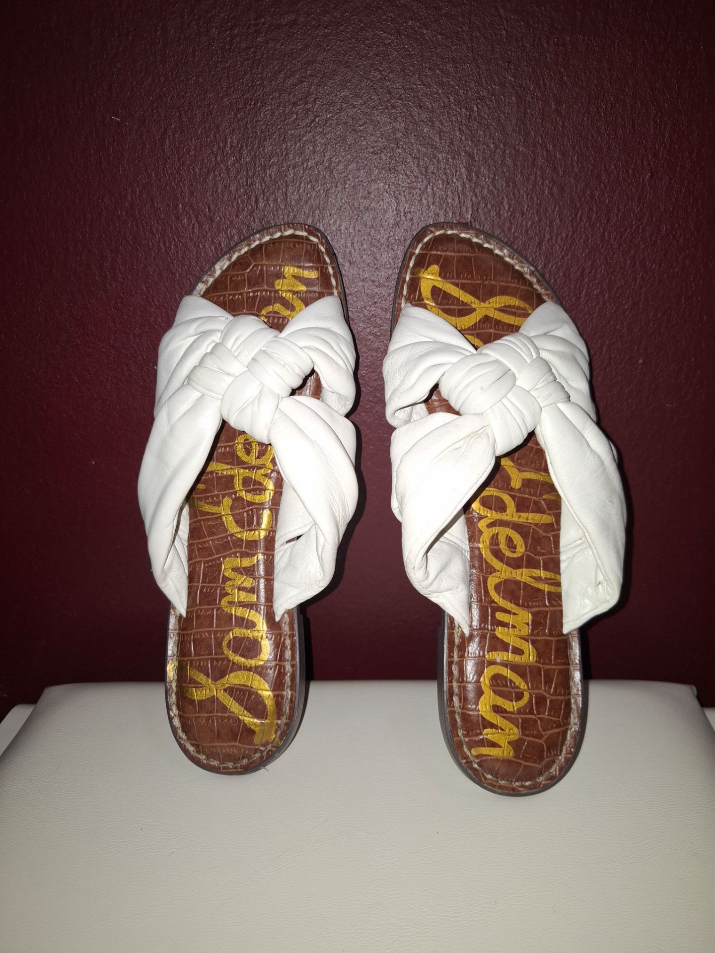 Leather Sam Edelman Garson White Flat Sandals