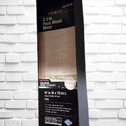 White Cordless Premium Faux Wood blinds with 2.5 in. Slats - 47 in. W x 72 in. L (Actual Size 46.5 in. W x 72 in. L)