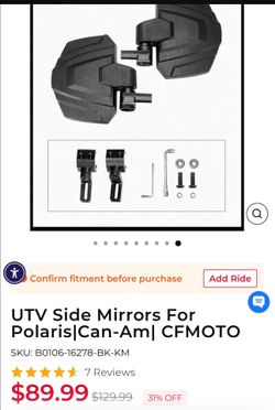 Kemimoto UTV Side Mirrors For Polaris|Can-Am| CFMOTO