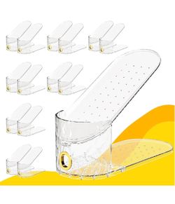 Shoe Slots Organizer, 15 Pack , Adjustable Shoe Stacker for Closet Storage, Clear Double Layer Space Saver, Durable and Stackable Shoe Holder for Snea