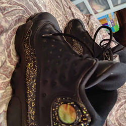 Black with gold glitter Jordans size 6y
