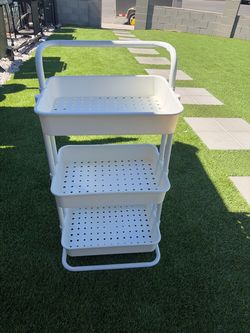 White 3-Tier Storage Cart (plastic baskets )