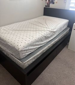 Twin size bed frame and mattress
