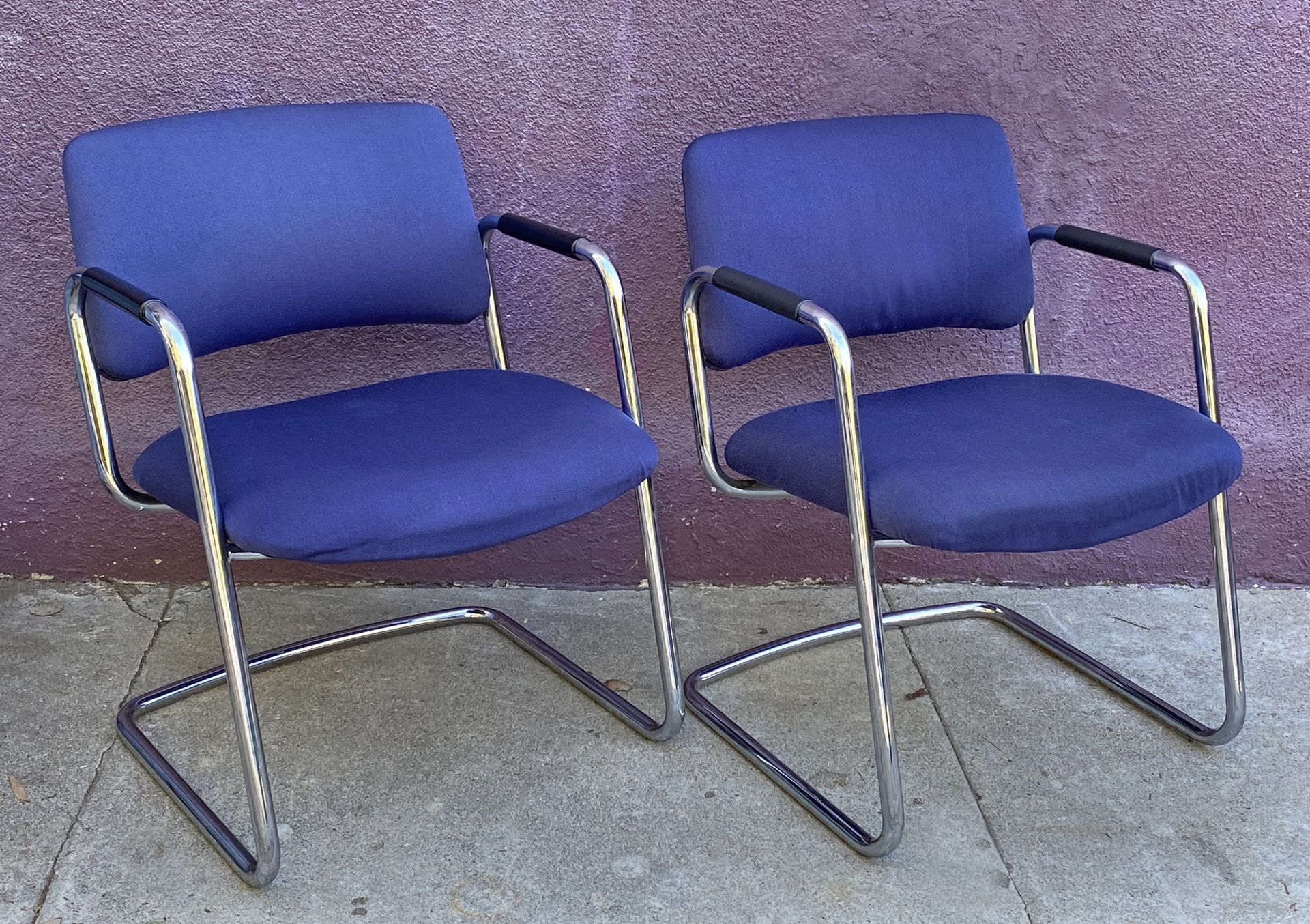 Pair of vintage Steelcase chrome tube cantilever chairs
