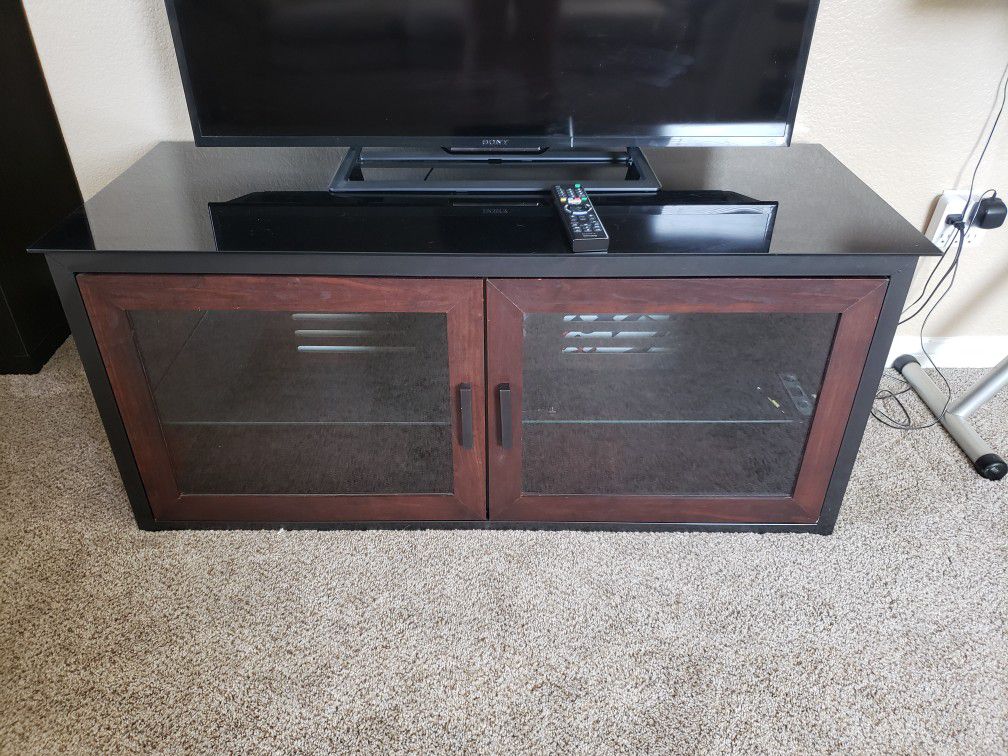 Glass/Cherry Colored TV Stand