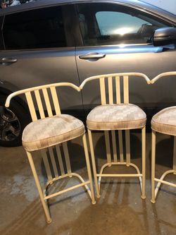 Mid century slatted bar stools