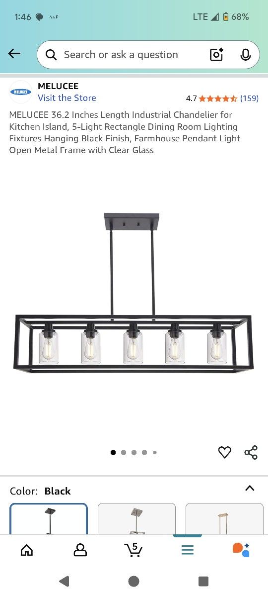 Black industrial chandelier 36.2 inches