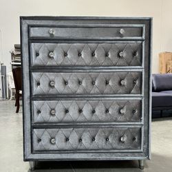 !!!New!!! Premium Dovetailed Drawers Chest, 5-Drawer Chest, Upholstered Chest With Jeweled Knobs, Grey Chest, Dresser,nightstand Available 