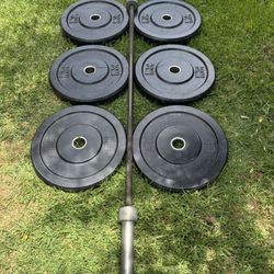 Bumper Weights With 33lbs 6.5ft Women’s Barbell 2x45, 2x35 And 2x25lb Plates