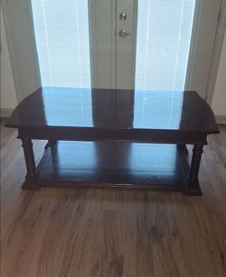 Dark Wood Coffee Table with Lower Shelf
