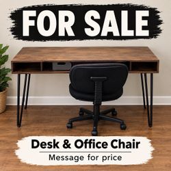 Rustic Wood Desk and Office Chair Set