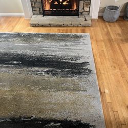 Shuff Abstract Gray/Black/Yellow Area  l Rug Size: Rectangle 7'11" x 10'