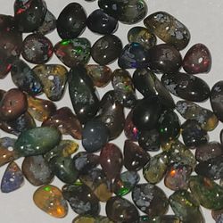 40pcs. Natural Black Ethiopian Fire Opal Polished Pre Drilled 