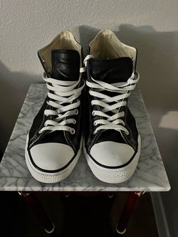 Men’s Leather Converse Chuck Taylor All Star Black High Tops Size 10