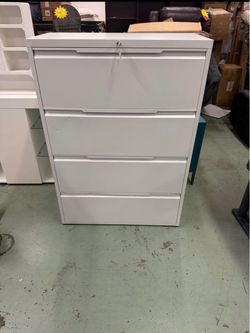 4 Drawer Lateral File Cabinet with Lock, Heavy Duty Large Metal Filing Cabinet for Home Office, Letter/Legal/F4/A4 Size, Easy Assembly, White