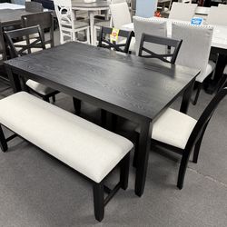 6PC Black Dining Table Set