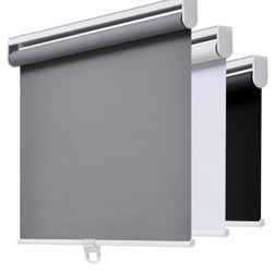 AOSKY Cordless Roller Shades Blackout Blinds for Windows Room Darkening Rolled Up Shades with Spring System, UV Protection Window Shades Door Blinds f