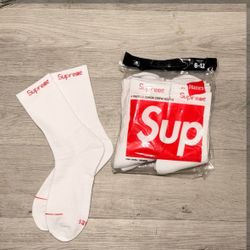 white supreme socks
