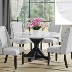 Marble Round Table With Wing Chairs 